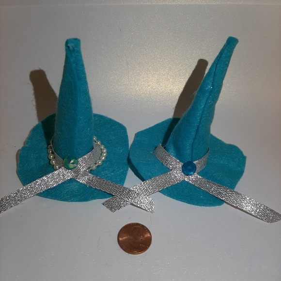 Doll Witch hats set of 2 Turquoise New - Picture 2 of 3